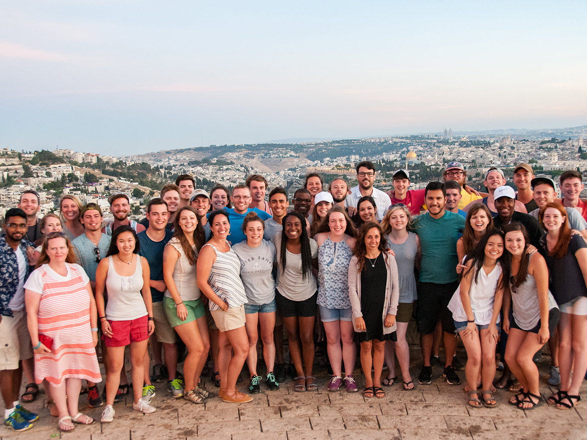 Group of students overlooking Israel
