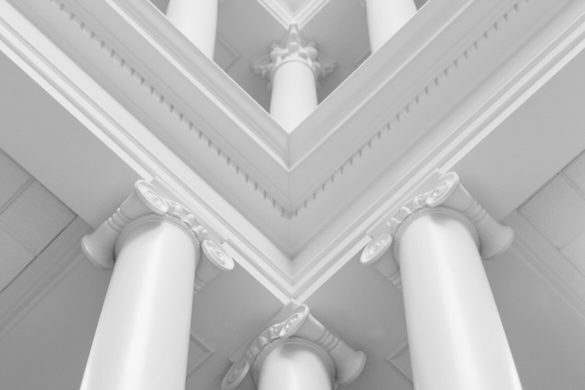 Pillars in Regent University's Robertson Hall.