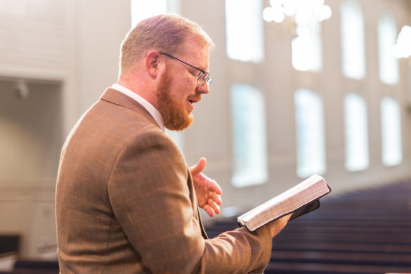 The Bible being read at the Regent University chapel in Virginia Beach.